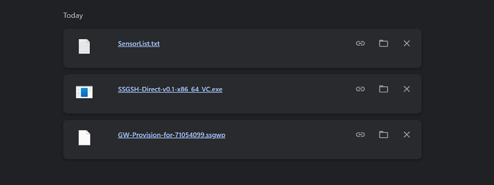 Required files for gateway provisioning and sensor list writing