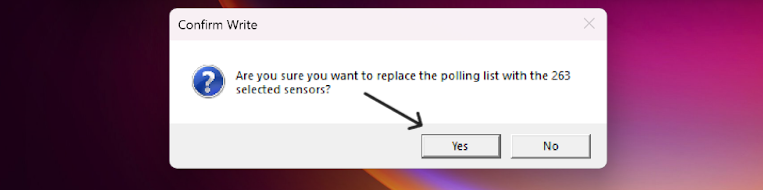 SSGSH Direct Utility showing a confirmation prompt when writing a polling list