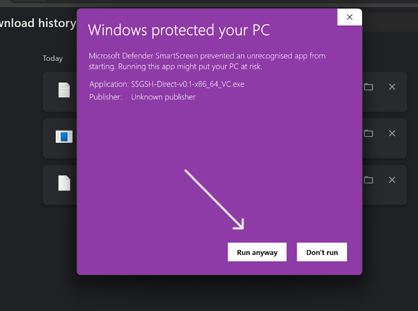 Windows popup warning caused by unsigned application